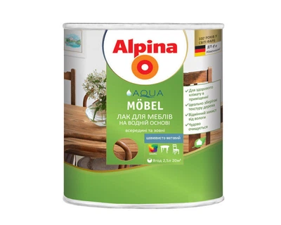 Лак акриловый ALPINA AQUA MOBEL УКРАИНА мебельный шелковисто-матовый 2,5л