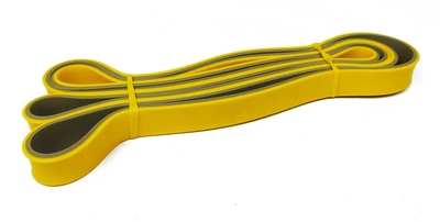 Гумова петля Power Bands 15-30 кг двошарова жовта-сіра (гумка для фітнесу, підтягувань)