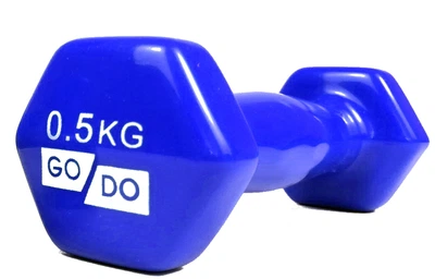 Гантель YogaLife GoDo 0.5 кг 1 шт (YG-GD05BL) с виниловым покрытием синяя цельная литая неразборная для фитнеса