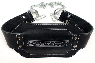 Пояс для обтяження EasyFit 250 кг, чорний шкіряний ремінь з ланцюгом для обважнення) (EF-NPDO250)