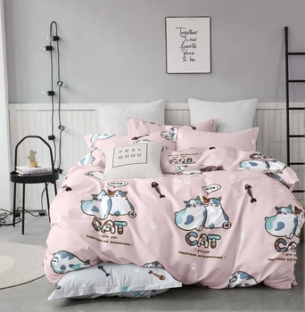Комплект постільної білизни Zastelli Двоспальний 175x210 см Cats on Pink бязь (2500000992117)