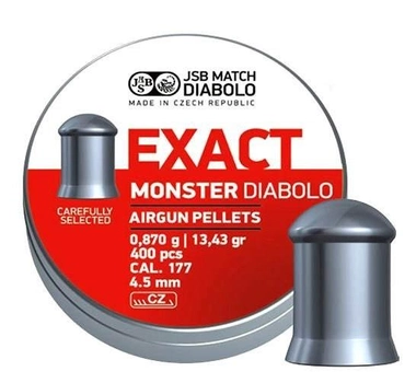 Кулі пневматичні JSB Diabolo Monster Кал. 4.52 мм Вага - 0.87 г 400 шт/уп 14530534