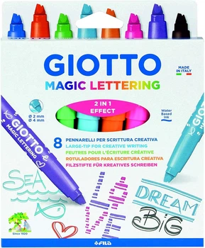 Фломастери Giotto Magic Lettering роздвоєний наконечнк, 8 кольорів (8000825023507)