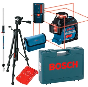 Линейный лазерный нивелир Bosch Professional GLL 3-80 + штатив BT 150 + приемник LR 6 + чехол + чемодан (0601063S00+0601069H00+0601096B00+0601094100)