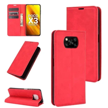Чехол Taba Retro-Skin для Xiaomi Poco X3 / X3 Pro книжка кожа PU с визитницей красный