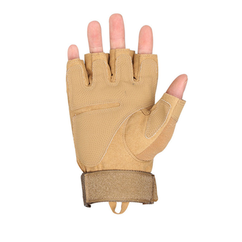 Тактичні рукавички Lesko E301 Sand Khaki XL безпалі для військовослужбовців мілітарі