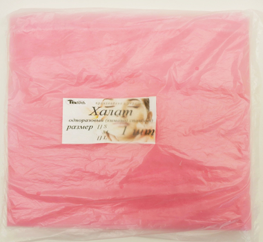 Халат-кимоно без рукавов одноразовый Timpa (спанбонд 20г/м2) размер L, Розовый арт.2886