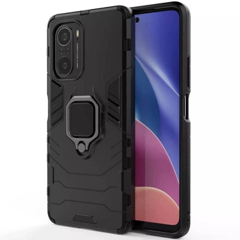 Ударопрочный чехол Transformer Ring for Magnet для Xiaomi Redmi K40 /K40 Pro/K40 Pro+/Poco F3/Mi 11i Черный / Soul Black Без бренда
