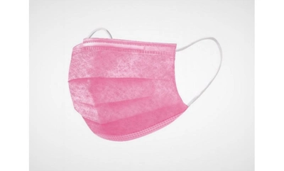 Маска медична Славна тришарова на гумках з носовим затиском нестерильна 50 штук у пакеті Рожевий