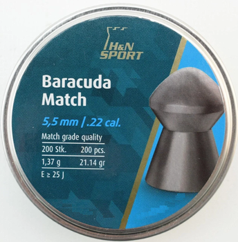 Кулі пневм Haendler Natermann Baracuda Match, 5,53 мм ,1.37 г, 200 шт/уп