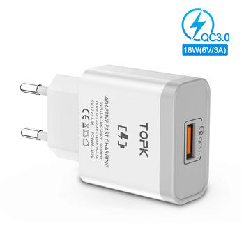 Сетевое зарядное устройство TOPK C301Q QC 3.0 18W White