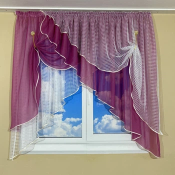 Кухонні фіранки TG Home №420 малинова 300*180