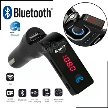 Автомобильный FM модулятор ФМ трансмиттер Bluetooth с дисплеем BPS Car 7 USB TFCard Аудиовыход Черный