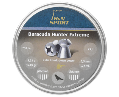 Кулі пневм Haendler Natermann Baracuda Hunter Extreme 200шт / уп, 1,21 г 5,5 мм