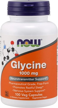 Амінокислота Now Foods Гліцин 1000 мг 100 гелевих капсул (733739001078)
