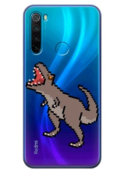 Прозрачный силиконовый чехол iSwag для Xiaomi Redmi Note 8 Пиксельный динозавр (M4589)