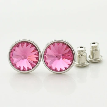 Сережки Xuping з кристалами Swarovski 83081 розмір 10х10 мм колір рожевий позолота Біле Золото