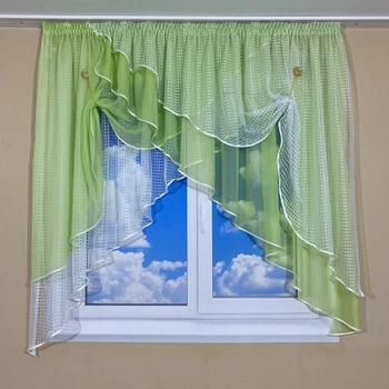 Кухонная занавеска TG Home №420 салатовая 300*160