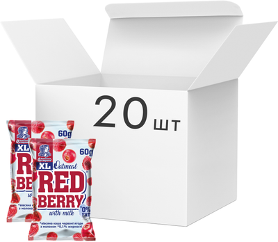 Упаковка каш вівсяних Вівсянушка Red Berry з червоними ягодами та молоком 60 г х 20 шт. (4820039841940)