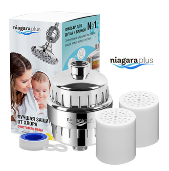 Фільтр для душу NIAGARA Plus, пом'якшувач води з запасним картриджем