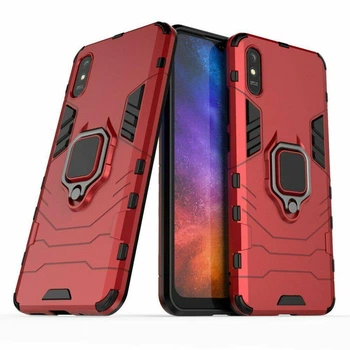 Чехол Fiji Ring для Xiaomi Redmi 9A бронированный бампер с кольцом красный