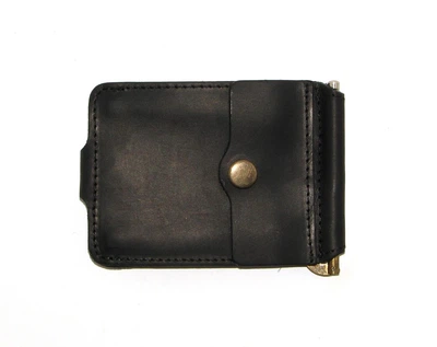 Шкіряний Затиск для Грошей DNK Leather Затиск-H з монетником чорний