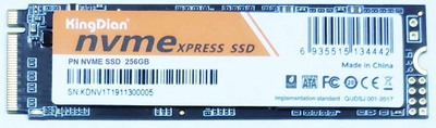 SSD DISK 256Gb NVME(M. 2) PCIe 3.0 NVME 1.3 22*80mm KingDian NVME-256GB твердотільний накопичувач