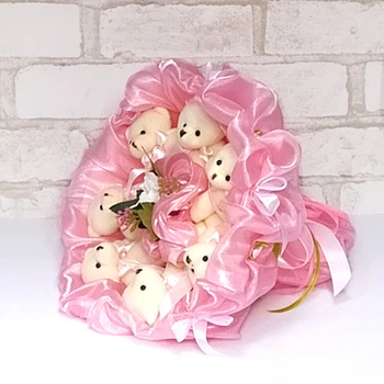 Букет из игрушек Мишки 7 розовый(5363)