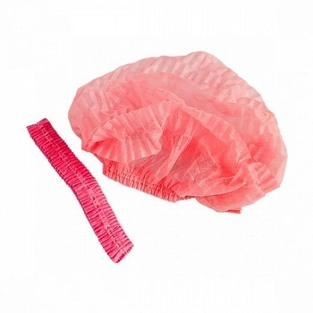Одноразова шапочка Polix червона з спанбонду кульбаба на резинцІ 100 штук в упаковці