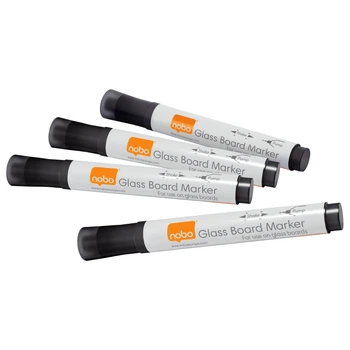 Набір маркерів Nobo Glass Whiteboard Marker 4 штуки чорні (1905322)