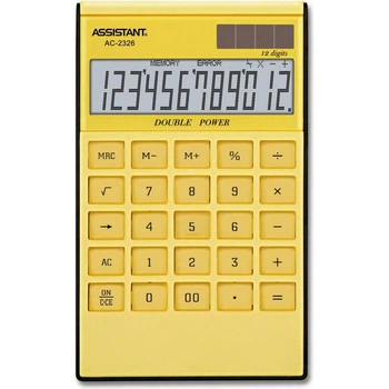 Калькулятор Assistant 183х107х15 мм 12 розрядів жовтий (AC-2326 (yellow))