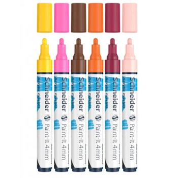 Маркер акриловый Schneider Paint-it 320 4 мм Wallet Set1 6 штук ассорти (S120297)