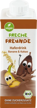 Упаковка органического растительного молока Freche Freunde Овсяное Какао-Банан 250 мл х 8 шт (4260618523384)