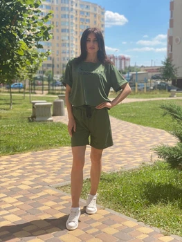 Женский трикотажный костюм Poliit 7188 хаки 38