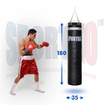 Мешок боксерский SPORTKO ременная кожа (4мм) Высота 180см Диаметр 35см Вес 100кг