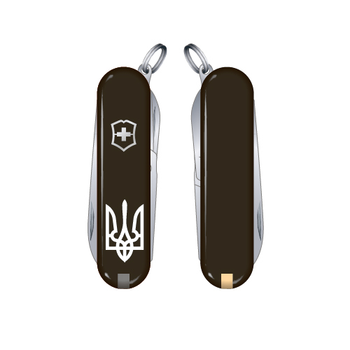 Складной нож Victorinox CLASSIC SD UKRAINE 58мм/1сл/7предм/черн/чехол /ножн /Трезубец.бел. Vx06223.3R1