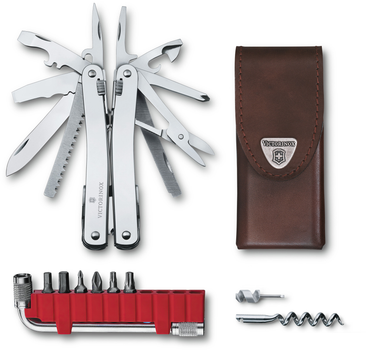 Складной нож Victorinox SWISSTOOL SPIRIT X PLUS 105мм/35предм+кор.кож.чехол /плоск/ножн/пила/напил/отверт/биты(30303) Vx30235.L