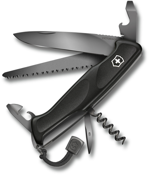 Складной нож Victorinox RANGERGRIP 55 Onyx Black 130мм/3сл/12функ/черн /lock/штоп/пила Vx09563.C31P
