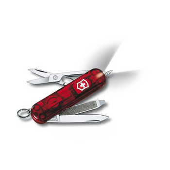 Складной нож Victorinox SIGNATURE LITE 58мм/2сл/7функ/крас.прозр /ножн/LED/ручка Vx06226.T