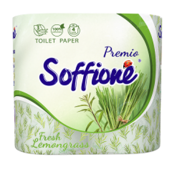 Туалетная бумага Soffione Fresh Lemongrass 3 слоя, 4 рулона