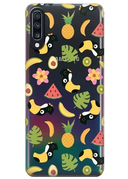 Прозрачный силиконовый чехол iSwag для Samsung Galaxy A70 Летний клипарт (M6562)