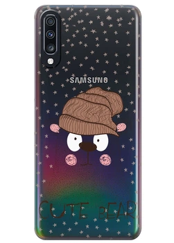 Прозрачный силиконовый чехол iSwag для Samsung Galaxy A70 Медведь (M6567)