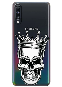 Прозрачный силиконовый чехол iSwag для Samsung Galaxy A70 Царский череп (M6591)