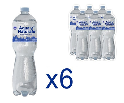 Упаковка мінеральної води сильногазованою Aqua Naturale (1,5 л х 6 пляшок)