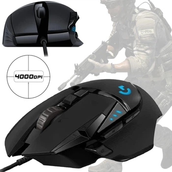 Дротова миша ігрова 4000 dpi для ПК та ноутбука Logitech HF402U USB з підсвічуванням та програмованими клавішами Чорний
