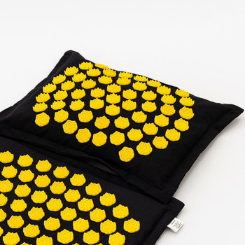 Масажний килимок Аплікатор Кузнєцова + масажна подушка масажер для шиї OSPORT Lotus Mat Eco (apl-020) Чорно-жовтий