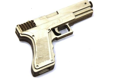 Деревянная пьяный 3D пазл SUNROZ "Пистолет Glock" 64 дет. (SUN6176)