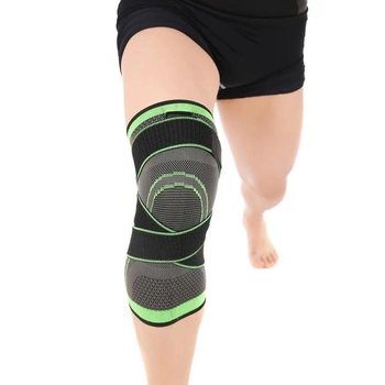 Фіксатор для колінного суглоба чорно - салатовий, компресійний еластичний наколінник для спорту (VS7003385)