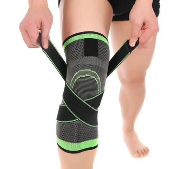 Фіксатор для колінного суглоба чорно - салатовий, компресійний еластичний наколінник для спорту (VS7003385)