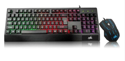 Проводная usb клавиатура и мышка комплект для ПК с Led подсветкой Zeus MBF M710